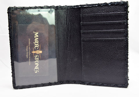 Genuine snake skin passport cover black