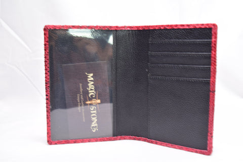 Genuine snake skin passport cover color:'deep red'