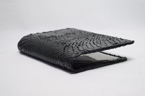 Genuine snake skin passport cover black