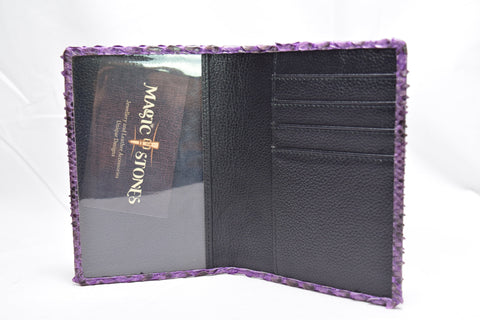 Genuine snake skin passport cover color: 'deep purple'