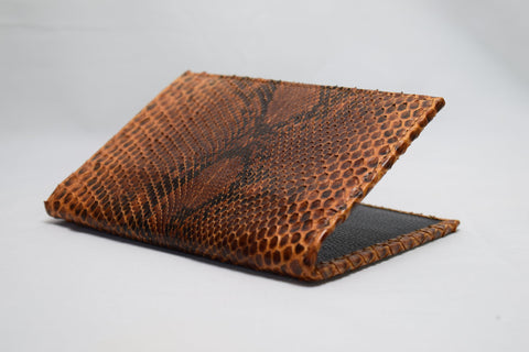 Genuine snake skin passport cover color 'dark brown'