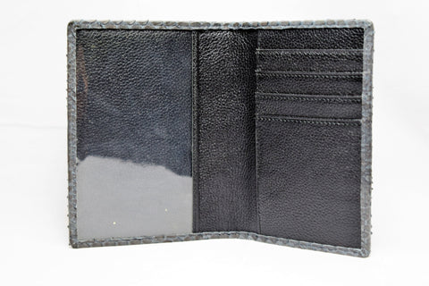 Genuine snake skin passport cover color:'dark grey'