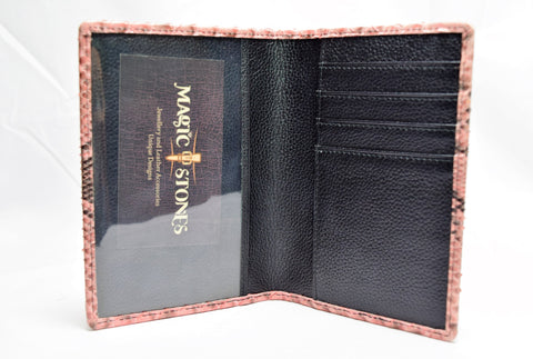 Genuine snake skin passport cover color:'light pink'