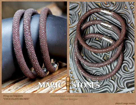 STINGRAY BRACELET "chocolate brown" color with magnetic catch