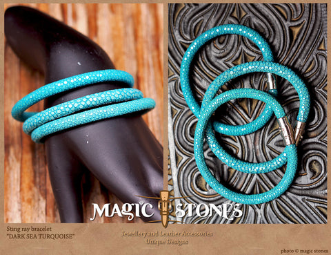 STINGRAY BRACELET "dark sea turquoise" color with magnetic cuff