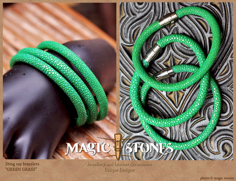 STINGRAY BRACELET "green grass" color with magnetic cuff