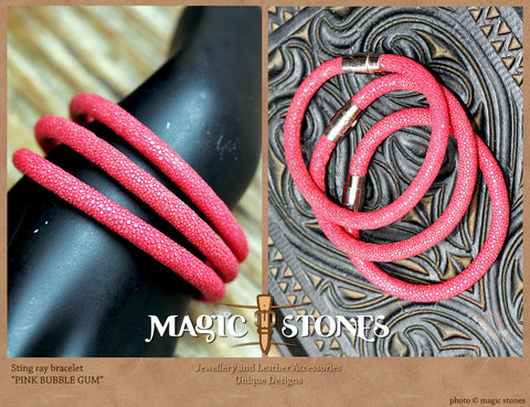 STINGRAY BRACELET "pink bubble gum" color with magnetic cuff