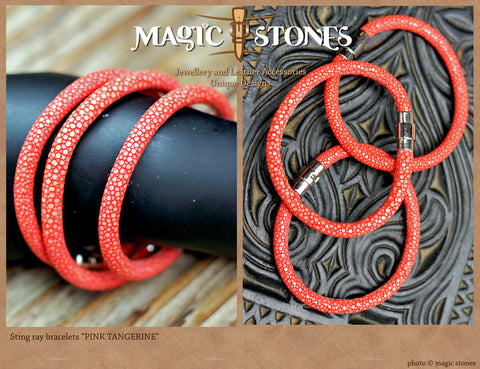 STINGRAY BRACELET "pink tangerine" color with magnetic cuff