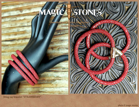 STINGRAY BRACELET "strawberry" color with magnetic catch